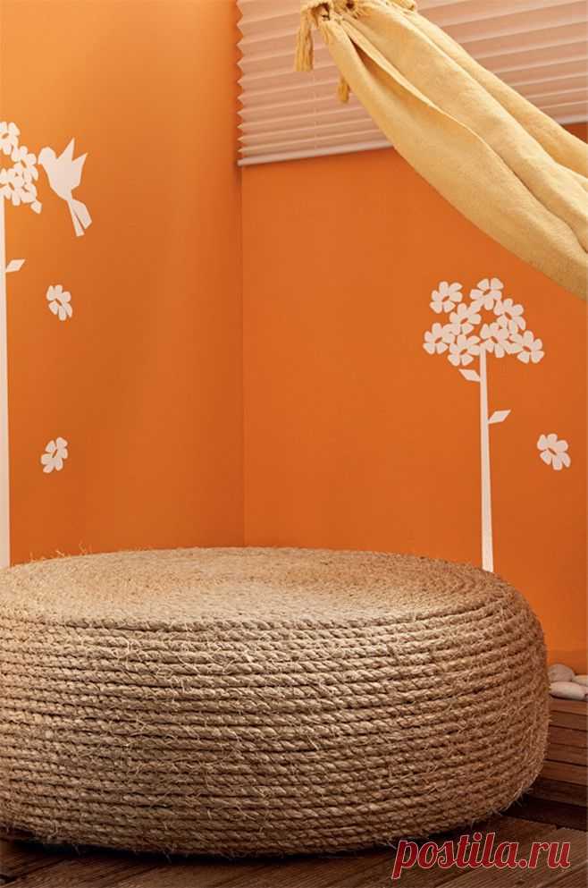 Пуфик из шины своими руками