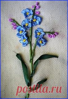 Вышиваем незабудку лентами Вышиваем незабудку лентами