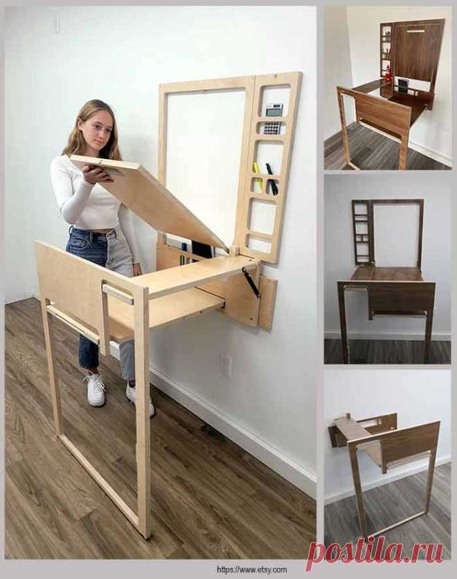 Настенный откидной стол для домашнего офиса