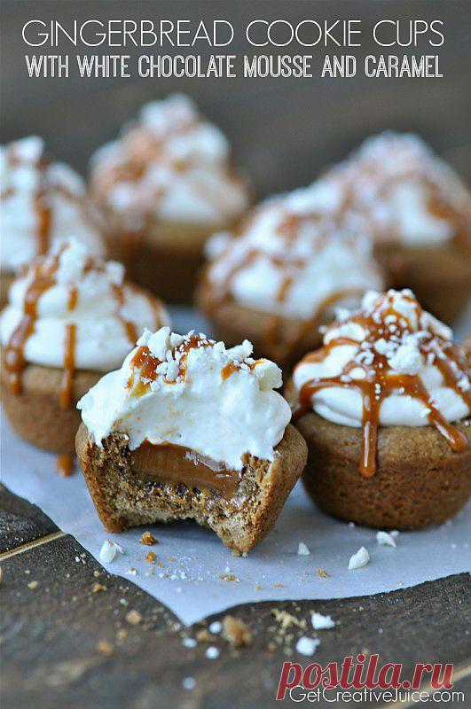 Gingerbread cookie cups with White Chocolate & Caramel - Creative Juice