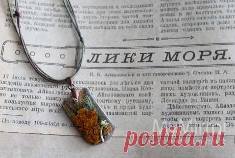 Мох и лишайник в ювелирной смоле.