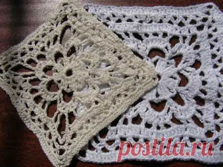 Вязание крючком  Ажурный квадрат. Оpenwork crochet square