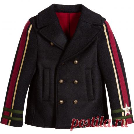 Hitch-Hiker - Boys Navy Blue Neoprene & Wool Reefer Jacket | Childrensalon