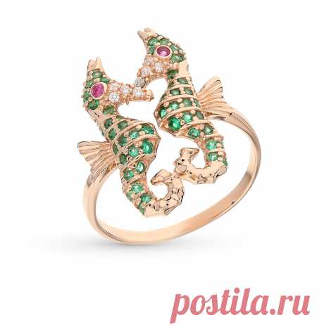 Золотое кольцо с фианитами ЗОЛОТОВ 3715779*: красное и розовое золото 585 пробы, фианит — купить в интернет-магазине SUNLIGHT, фото, артикул 53284