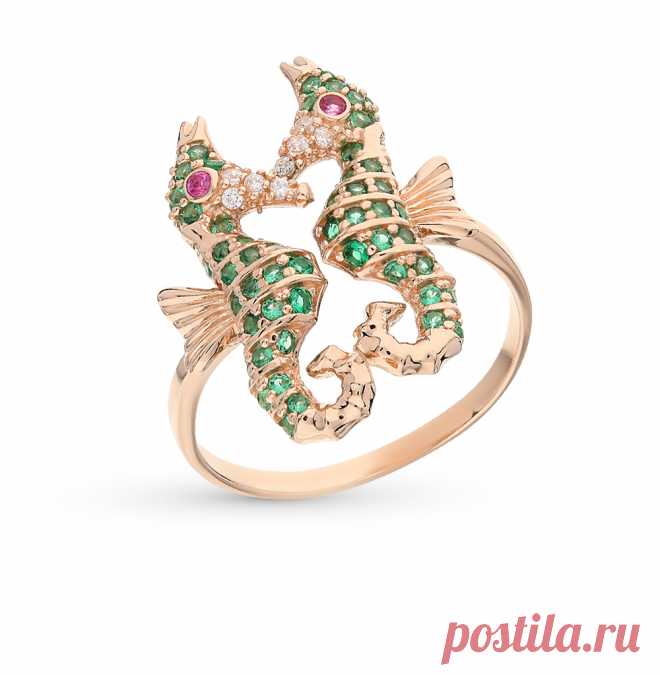 Золотое кольцо с фианитами ЗОЛОТОВ 3715779*: красное и розовое золото 585 пробы, фианит — купить в интернет-магазине SUNLIGHT, фото, артикул 53284