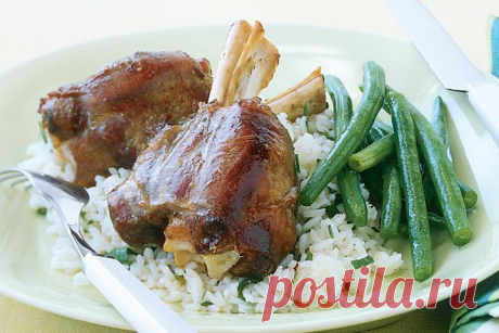 Soy and sherry lamb shanks with garlic rice
