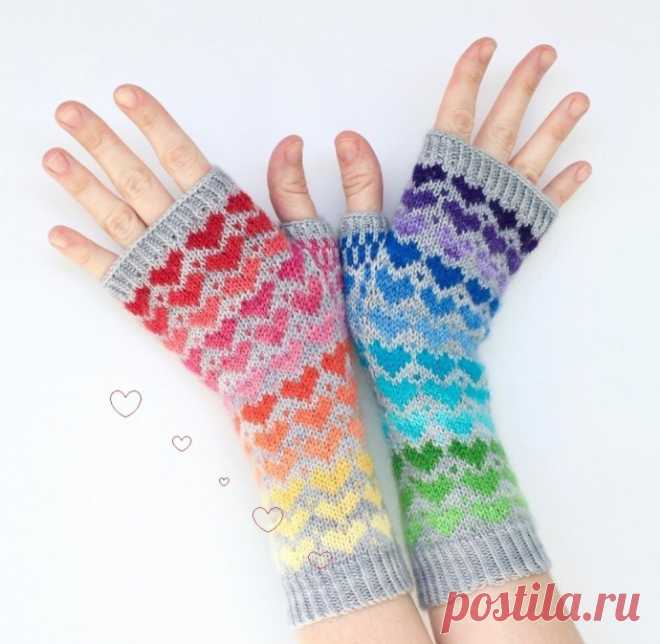 Митенки спицами