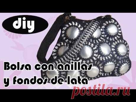 Como hacer una bolsa con fondos de bote de lata y anillas: Bolsa "Brenda" parte 3