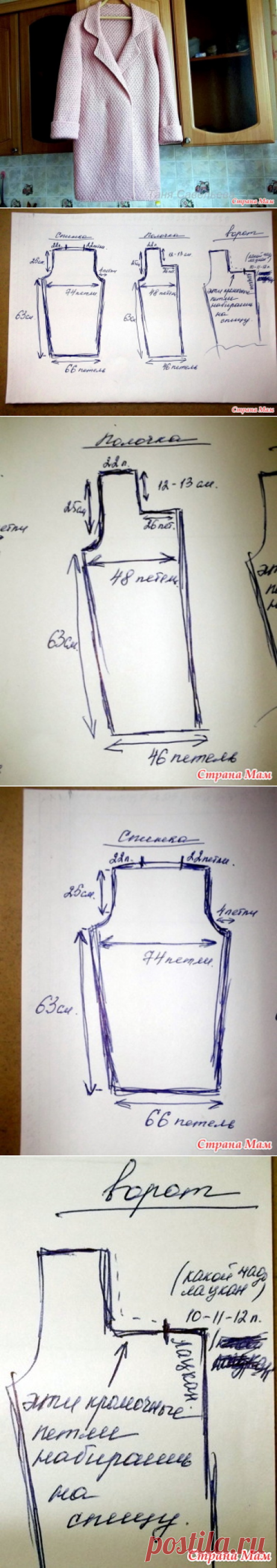 Пальто оверсайз спицами. Описание