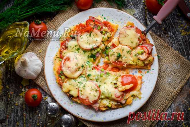 Быстрая пицца на сковороде за 10 минут на майонезе, рецепт с фото