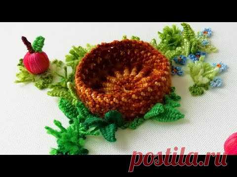 Как вышить фруктовую корзинку |объёмная вышивка