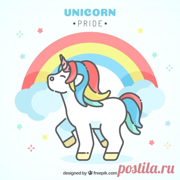 Радужный фон с единорогом в линейном стиле Более миллиона свободных векторов, PSD, фотографии и бесплатные иконки. Эксклюзивные халявы и все графические ресурсы, которые необходимые для ваших проектов
