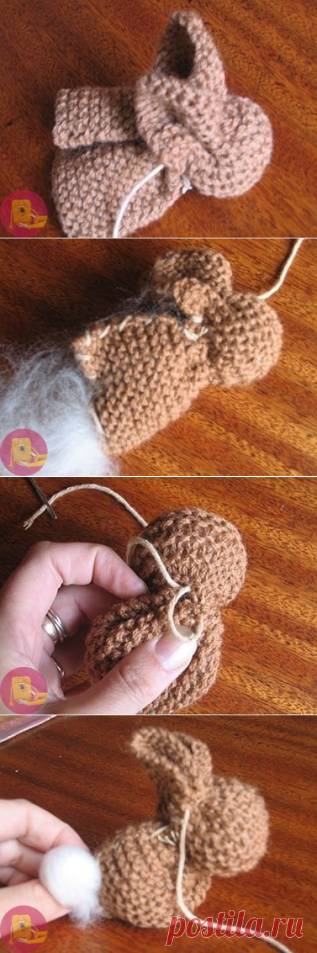 Зайчик из вязаного квадрата — Сделай сам, идеи для творчества - DIY Ideas