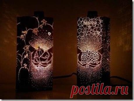 Светильник из пакета от сока