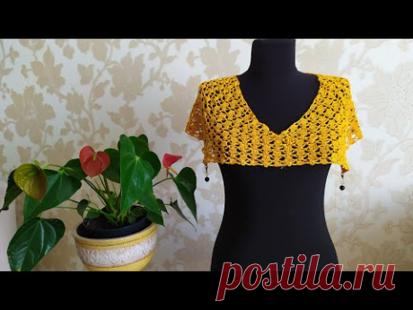 Платье крючком из желтого льна. Часть 2. Росток, вяжем ажурный узор.