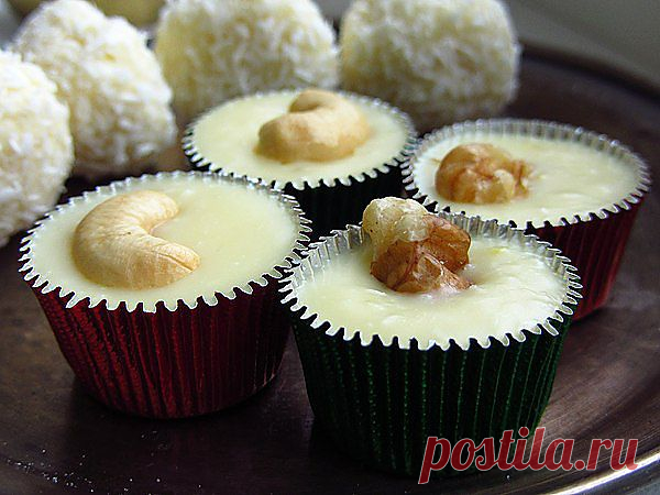 Трюфели из белого шоколада с орехами