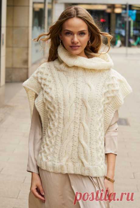 Stylish Woman's Cozy Oversized Vest with Wide Collar: A Knitting Guide