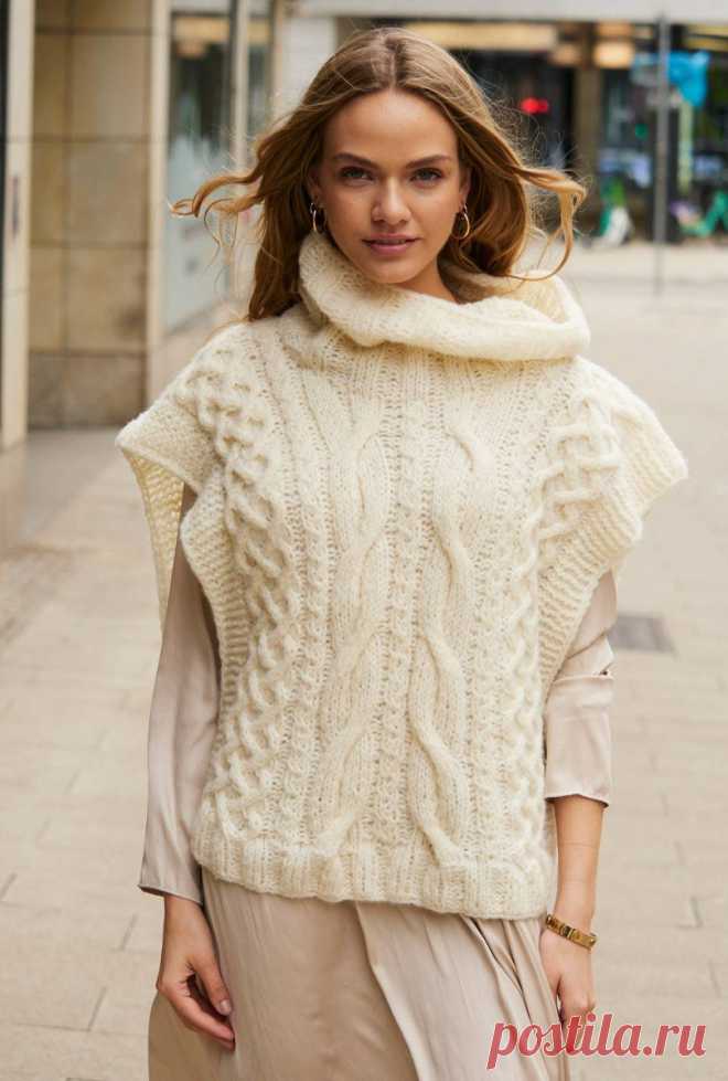 Stylish Woman's Cozy Oversized Vest with Wide Collar: A Knitting Guide