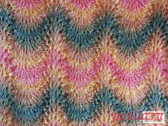 Вязание ажурной летней кофточки ажурным узором «Павлиний хвост»