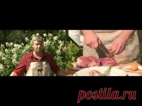 Бифштекс с томленым картофелем. Кухня на свежем воздухе.