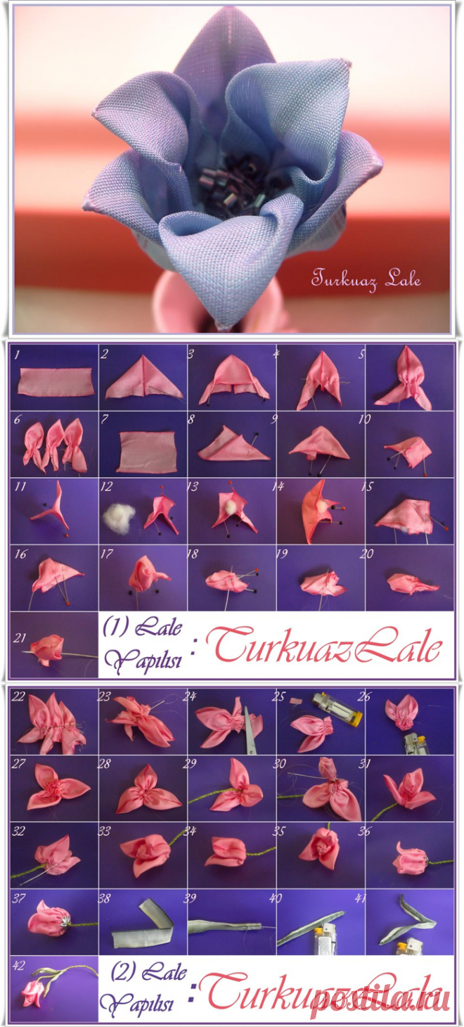 Изумительные цветы из шелка, с мастер-классами. Ленточная бижутерия.