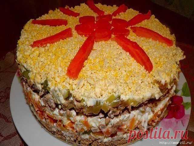 Печёночный салат к праздничному столу.