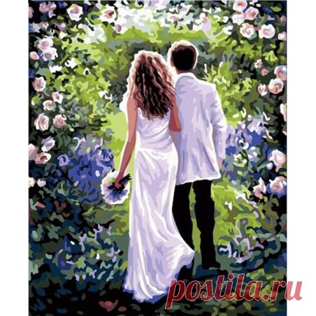 50*60 см Большой Безрамное DIY Картина Маслом По Номерам Льняном Холсте Handpainted Картина Стены Искусства Украшения Свадебный Подарок купить на AliExpress