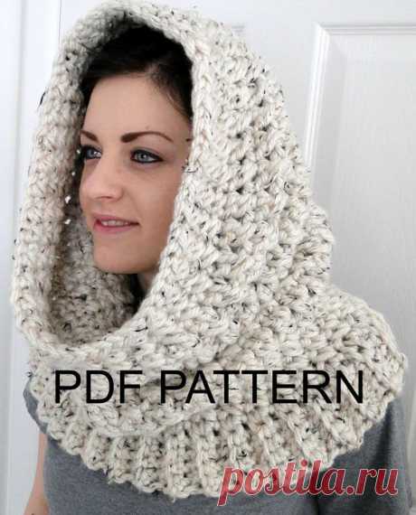 PDF PATTERN ONLY Hooded Neck Warmer Cowl Scarf for Women &quot;Winters Comfort&quot; Hooded Cowl