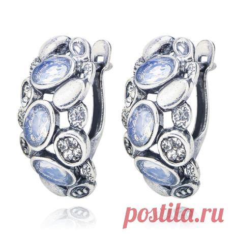 Серьги с лунным камнем (посеребрение), Magia di Natura (Арт.: 79857-10) купить по выгодной цене в Интернет-магазине Море блеска