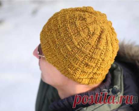 Шапка для мужчины спицами от Ханны