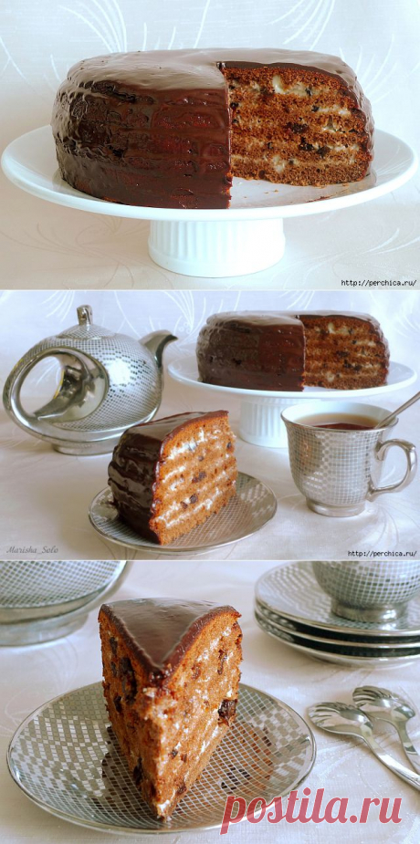 Готовим в мультиварке - шоколадный медовик с черносливом.