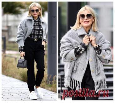 15 стильных образов курткой или дублёнкой для дам элегантного возраста