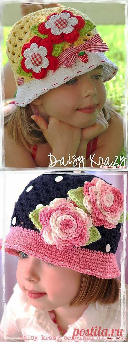 Для юных модниц: шапочка от Daisy Krazy кючком. Мастер-класс + схемы.