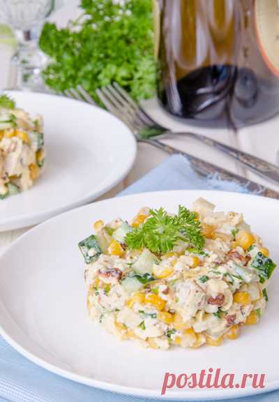 Салат «Нежность» с курицей и кукурузой. | Еда XXI века. Кулинарный блог Тимошина Алексея.
