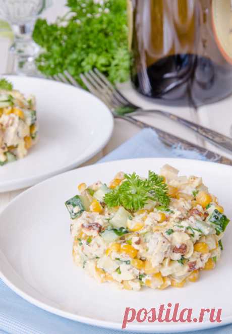 Салат «Нежность» с курицей и кукурузой. | Еда XXI века. Кулинарный блог Тимошина Алексея.