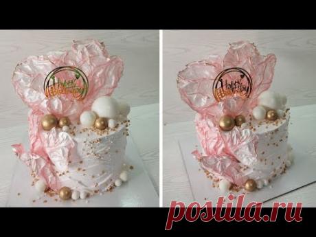Как эффектно украсить торт БЕЗ НАСАДОК бюджетным декором! Декор из РИСОВОЙ БУМАГИ! Белковый крем