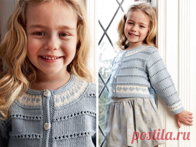 Жакетик спицами для девочки с сердечками - Knitting.Klubok.ru.com