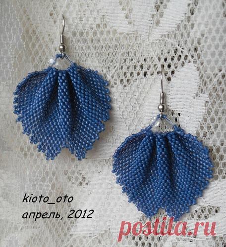 Серьги "Лепесток". Схема плетения.