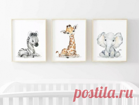 Animal Safari Set Nursery Birth New Baby Children's | Etsy