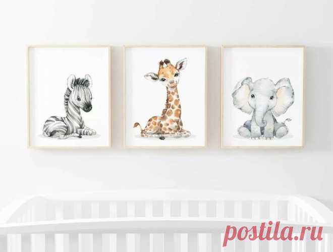 Animal Safari Set Nursery Birth New Baby Children's | Etsy