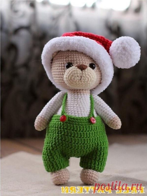 Схема вязания новогоднего медведя крючком с описанием работы