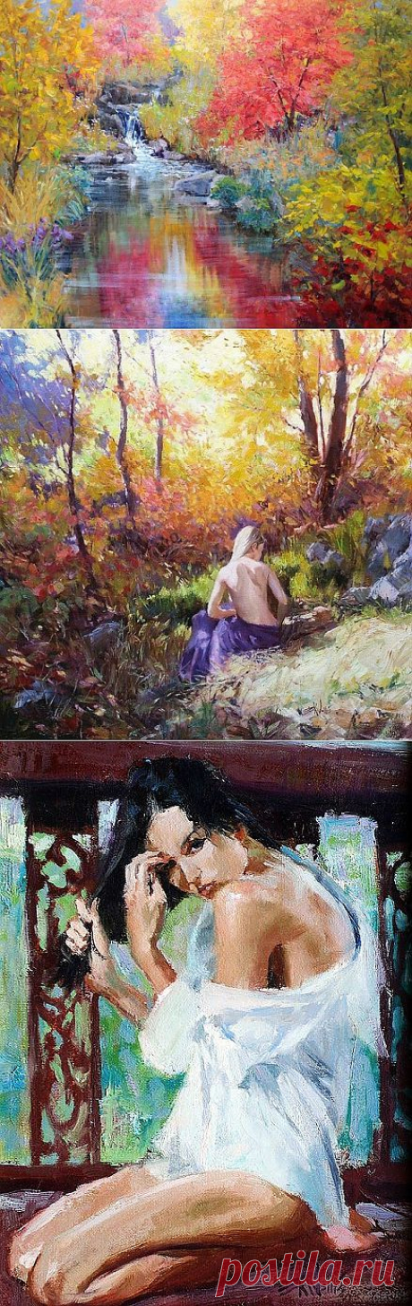 Яркие пейзажи и женщины в исполнении Eric Wallis.