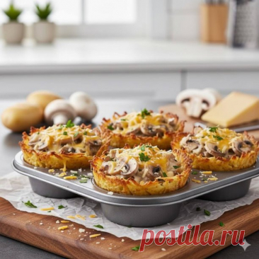 🥔 Картофельные корзиночки с грибами и сыром 🧀🍄 | Интересный контент в группе Рецептомания в ОК (Одноклассники)