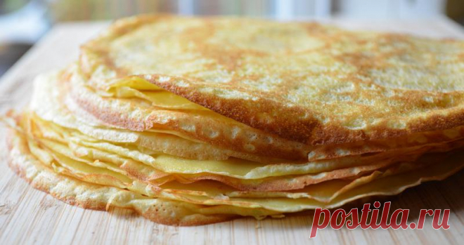 Вкусные тонкие блины без яиц! (пошаговое приготовление)