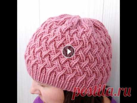 Вязание шапочки спицами узором Танцующая Резинка Схему вязания узора Танцующая резинка можно скачать тут:...