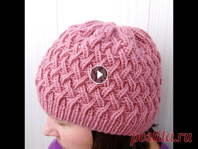Вязание шапочки спицами узором Танцующая Резинка Схему вязания узора Танцующая резинка можно скачать тут:...