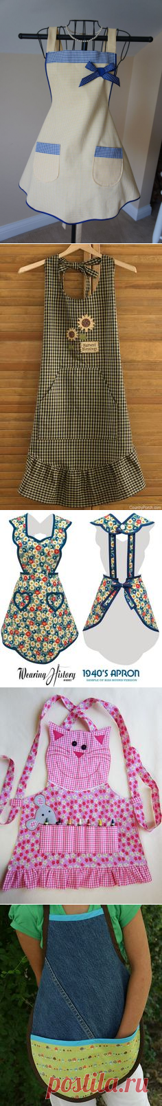 Yellow and Navy Blue Check Apron - My fav!! | MOLDES E IDEAS PARA REALIZAR , PRENDAS