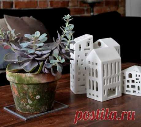 Глиняные домики для украшения интерьера