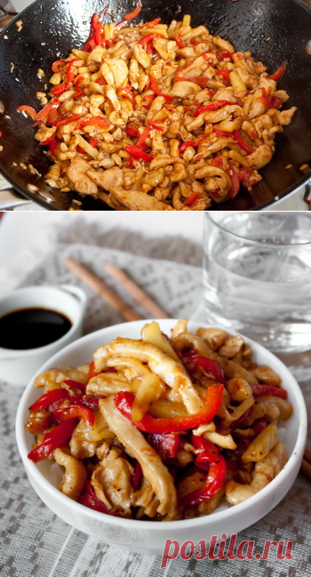 Стир-фрай из курицы с перцем и ананасом - Пошаговый рецепт с фото.
