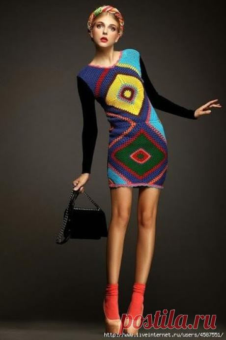Outstanding Crochet: Granny Square Crochet Dress.
